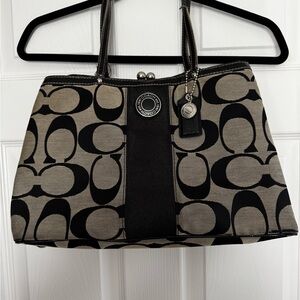 Coach Black and Khaki Signature Tote
